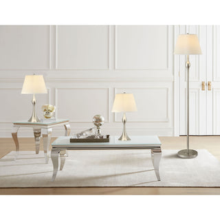 3 Piece Lamp Set, Floor Lamp And 2 Table Lamps - Silver