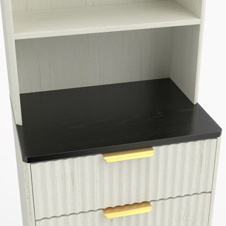 Tall Narrow Fluted Storage Cabinet With Trash Bin Compartment For Kitchen (Trash Can Not Included)