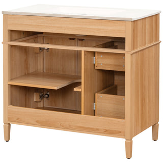 Bathroom Vanity With Sink, 3 Drawers & 2 Doors