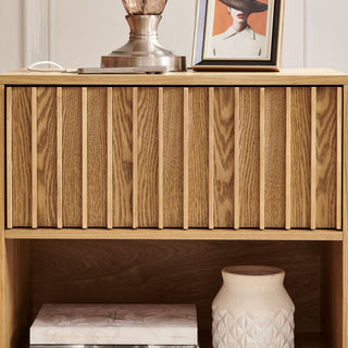 Nightstand With Hidden Charging Station USB Ports & Outlet Hole