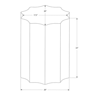 Drum Accent Side Table, Stylish Scalloped Design