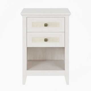 Nightstand With 2 Drawers & Shelf - White