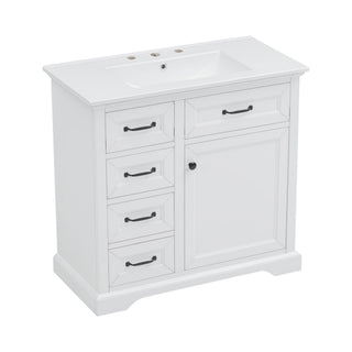 Modern Bathroom Vanity With Sink Top, 4 Drawers And 1 Soft-Close Door