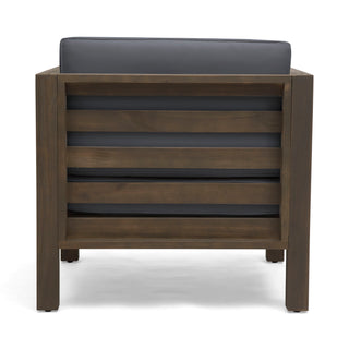 Outdoor Acacia Wood Patio Chair With Fabric Cushion