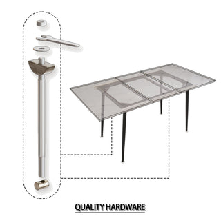 Modern Industrial Expandable Dining Table 47" To With Marble Pattern Top And Metal Legs - White