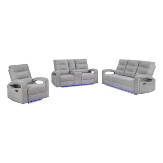 Isolde - Power Reclining Sofa, LED Lighting - Gray