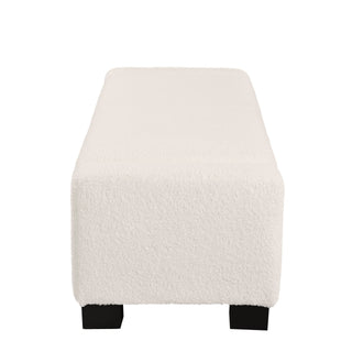 Textured Boucle Ottoman Bench With Hinged Lid For Seating And Storage - Beige