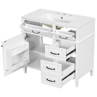 Modern Bathroom Vanity With Sink Top, Flip Drawer Design