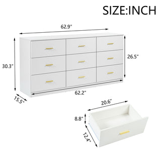 9 Drawer Dresser, Ample Storage For Bedroom