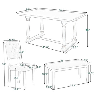 6 Piece Dining Set Retro Style