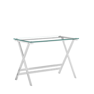 Transparent Glass Computer Desk With Rounded Edges, Tempered Glass Laptop Table - Clear