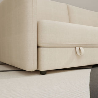 Modular Sectional Sofa With Storage, Convertible 2 Seater Sleeper Sofa - Beige