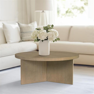 Round Coffee Table With Solid Veneer Top