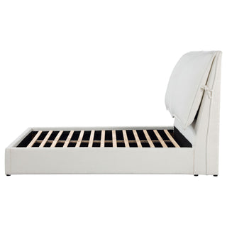 Corwyn - Queen Upholstered Panel Bed With Headboard Pillows - White