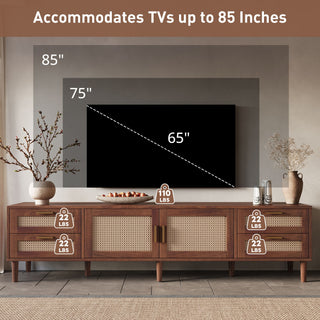TV Stand, Media Console With 4 Drawers, Soft Closing Hinges - Dark Brown
