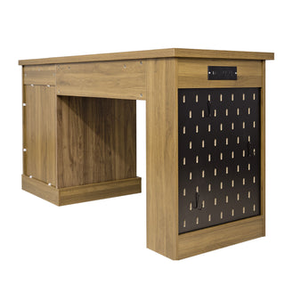 Modern Fluted Office Desk With Storage Cabinet