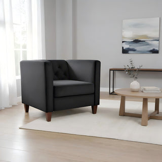 Button Tufted Accent Chair, Square Arms