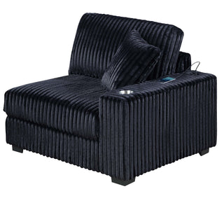 6 Piece Modular Sectional Sofa Set Upholstered Living Room Plush Couch With Cup Holders And USB Port - Black