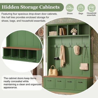 Hall Tree With Storage Bench Mudroom Coat Rack With 6 Hooks