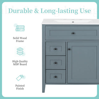 Modern Bathroom Vanity With Sink, 3 Drawers And Adjustable Shelf
