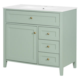 Bathroom Vanity With Sink, Cabinet With 3 Drawers And Adjustable Shelf