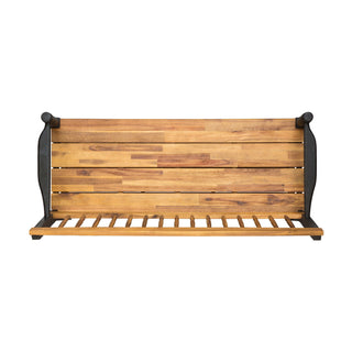 Slatted Bench With Built In Shelf