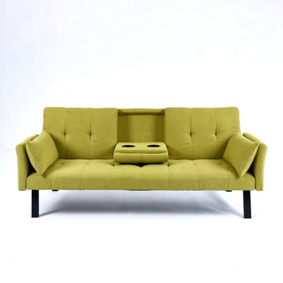 Sofa Bed With Foldable Design And Cup Holder - Green