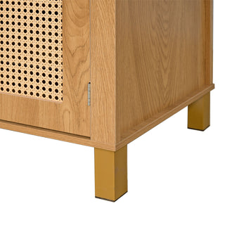 Tall Arched Cabinet With Rattan Doors & Adjustable Shelves