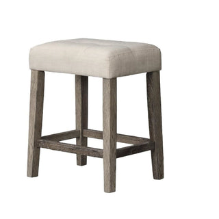 3 Piece Counter Bar Dining Set Table With Electric Outlet And 2 USB Ports, Tufted Upholstered Stools - Brown / Beige