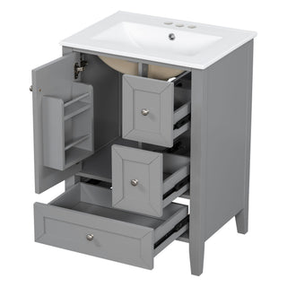 Modern Bathroom Vanity With Sink, Freestanding Cabinet With Drawers And Shelves
