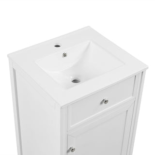 20" Bathroom Vanity With Sink, Soft Closing Cabinet Door, Adjustable Shelf & Storage Rack - White