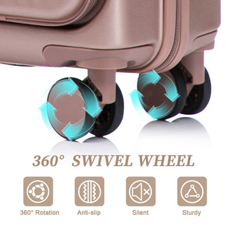 Luggage Set With Cosmetic Case, Combination Lock, Front Opening Design
