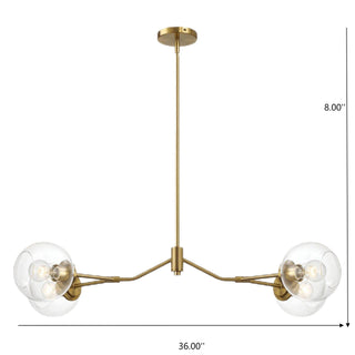 Jewel - 4 Lights Chandelier Ceiling Hanging Light Fixture - Clear / Gold
