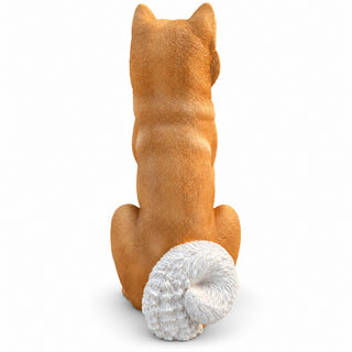 Shiba Inu Dog Statue, Sitting Animal Sculpture For Home Garden - Yellow / White
