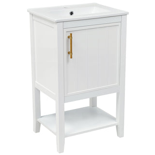 Modern Bathroom Vanity With Sink, Soft-Closing Door And Open Shelf