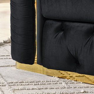 Button Tufted Couch With 2 Pillows, 3 Seater Luxury Chesterfield Sofa