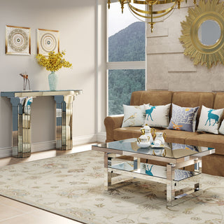 Console Table, Rectangular Entryway Desk For Living Room - Silver