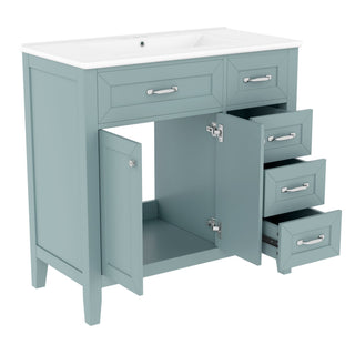 Modern Bathroom Vanity With Sink, Freestanding Design With Drawers And Doors