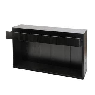 Fluted Console Table With 3 Drawers, Long Sofa Table Behind Couch For Living Room - Black