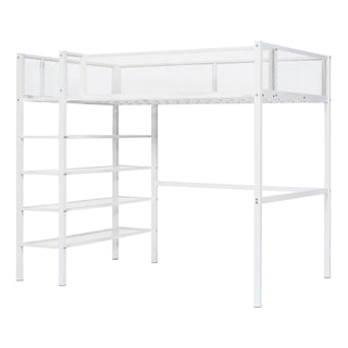 Loft Bed With 4 Tier Shelves And Storage