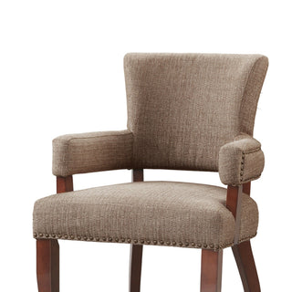 Elegant Arm Dining Chair With Brass Nail Head Detailing