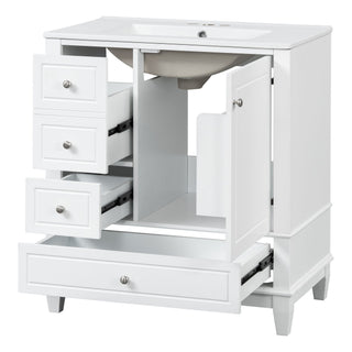 Freestanding Bathroom Vanity With Sink, Soft Close Door, 3 Drawers