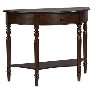 Half Moon Console Table With Drawer & Shelf