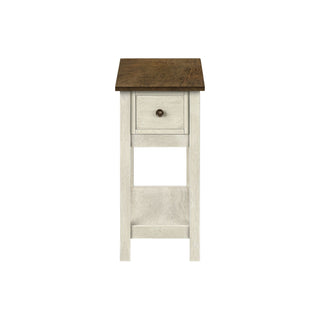 Accent End Table, 2 Tier, Narrow, Lamp, Storage Drawer, Charming Design