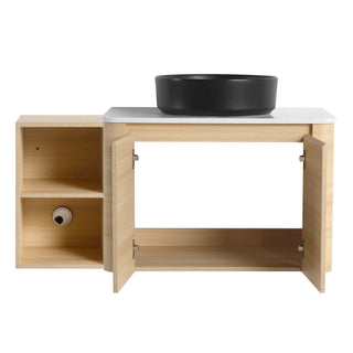 Mounted Bathroom Vanity With Art Sink, Storage Shelves, Soft Close Door