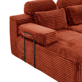 Sectional Sleeper Sofa & Storage Pockets, Modular Couch With Throw Pillows For Living Room