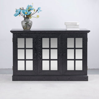 Storage Cabinet With 3 Mirrored Acrylic Doors, Adjustable Shelves