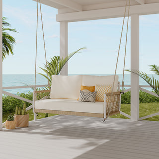 Outdoor Swing Sofa With Soft Cushions For Patio - Beige