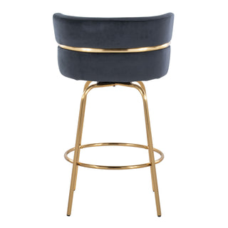 Cinch - Glam / Art Deco Fixed Height Counter Stool With Swivel With Round Footrest (Set of 2)