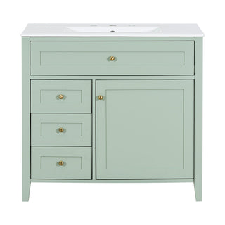 Bathroom Vanity With Sink, 3 Drawers & Cabinet With Adjustable Shelves
